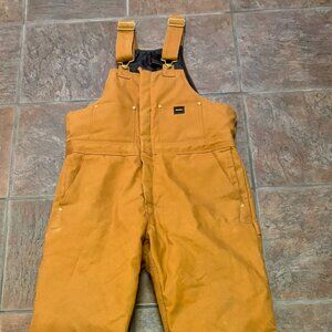 Walls Brown Canvas Quilted Insulated Duck Bib Overalls Winter Work Mens M..EUC!